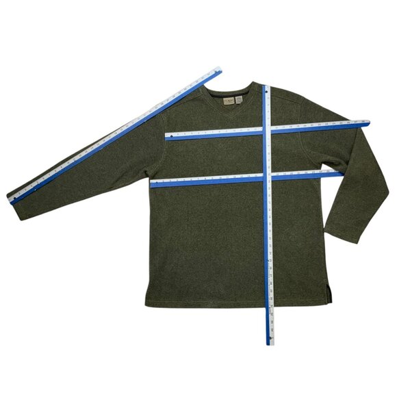 L.L. Bean Fleece Pullover Sweater LT Tall Green V-Neck Long Sleeve Gorpcore - Picture 5 of 11